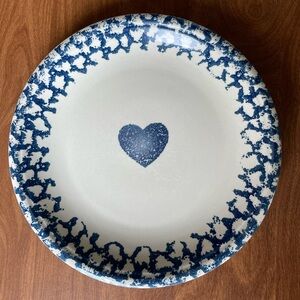Folk Craft Hearts by Tienshan Blue Heart Spongeware Plate